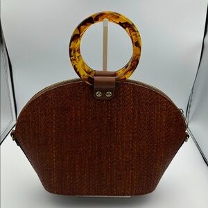 Patricia Nash Mellini Satchel Wavy Woven Raffia Bag Purse With Crossbody Strap
